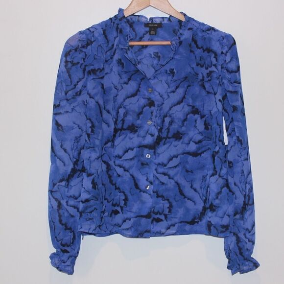 NEW Halogen blue  Long Sleeve Blouse Women Small - Picture 5 of 12